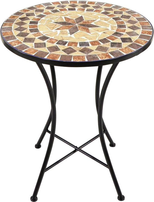 Table de bistrot AXI Amélie - Earth Brown – Table de jardin en métal – Ronde – 60 x 60 x 75 cm - Effet mosaïque – Incrustée de carreaux en céramique – Pour le jardin, la terrasse et le balcon