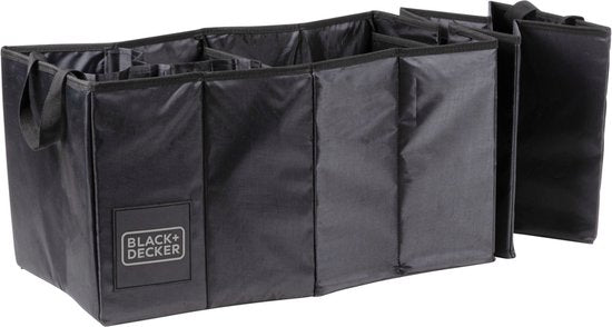 BLACK+DECKER Boîte de rangement pour coffre - 110 x 30 x 30 CM - 5 compartiments - pliable - avec poignées - noir
