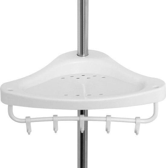 Porte-douche télescopique chromé, réglable de 155 à 320 cm, avec porte-serviettes supplémentaire