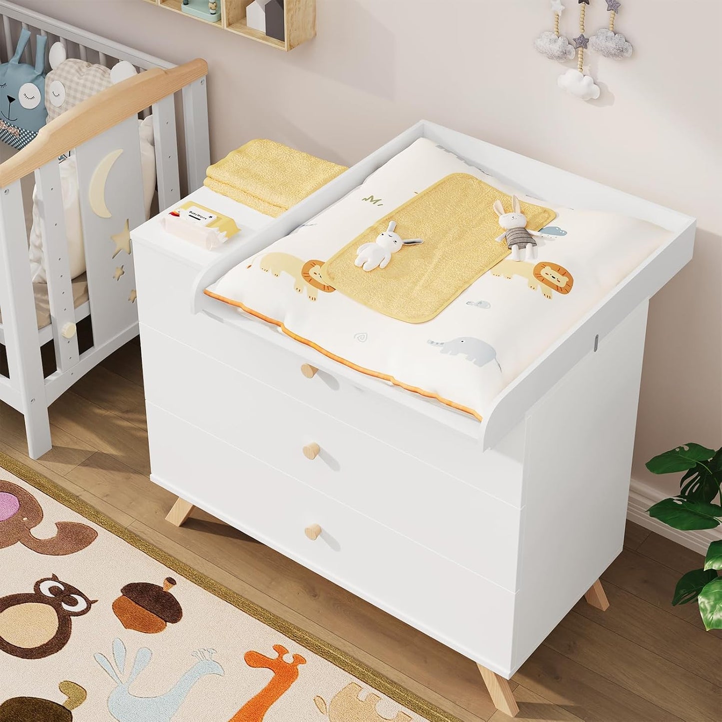 WOLTU WT007 table à langer pour commode - MDF blanc - profondeur réglable de 46,5 à 50 cm
