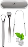 Nuvance - Gratte-langue professionnel - Set 3 en 1 - pour les soins bucco-dentaires - Nettoyeur de langue - Gratte-langue - gratte-langue - acier inoxydable