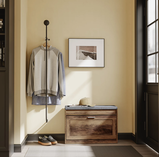 Banc à chaussures SoBuy 75 x 24 x 53 cm - Marron - Avec 2 étagères coulissantes et un siège