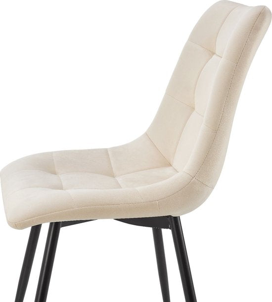 Chaises de salle à manger en acier Blanca - Lot de 2 - Beige - Velours
