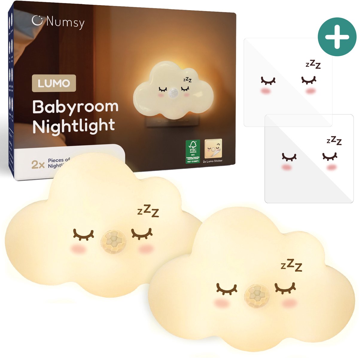 Numsy Lumo Baby Room Nightlight - Détecteur de mouvement - 4 modes de luminosité