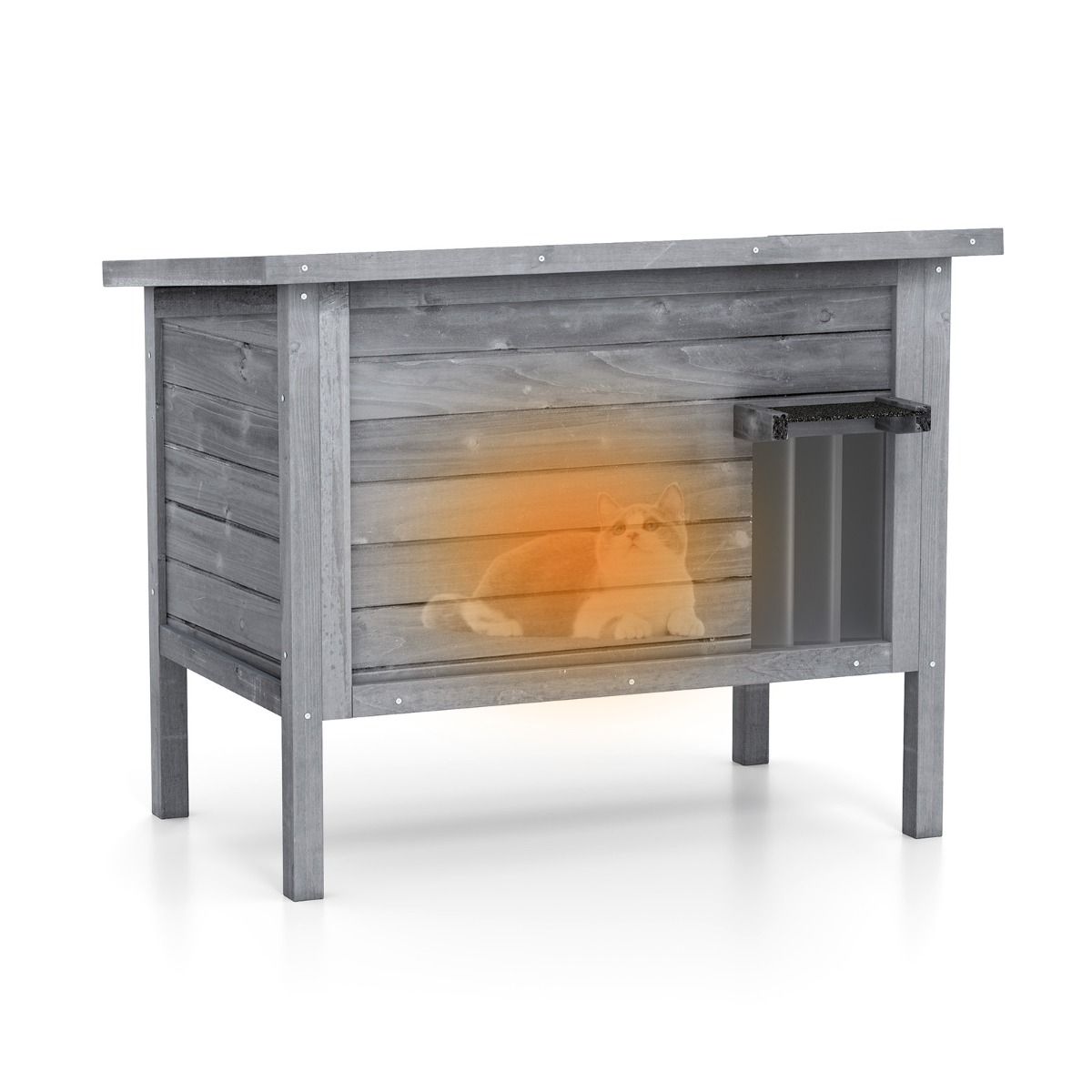Coast : niche isolée pour chat d'extérieur - abri en bois avec toit rabattable - gris foncé 88 x 55 x 71 cm