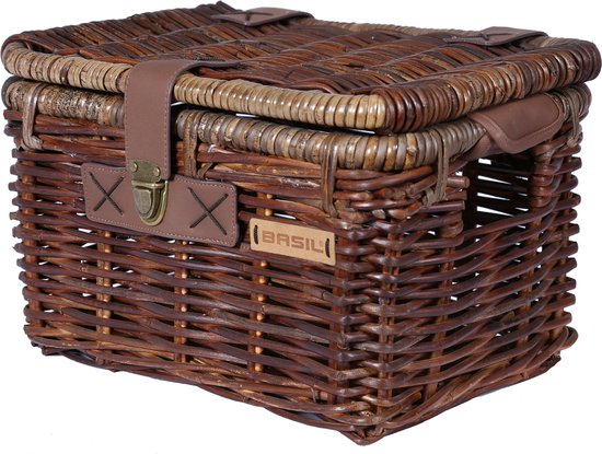 Basil Denton Bicycle Basket S - Frontal - Rotin - Marron - Petit