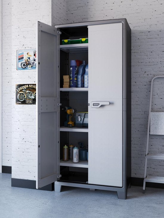 Keter Titan Armoire haute - 4 étagères - 80x44x182cm - Noir/Gris
