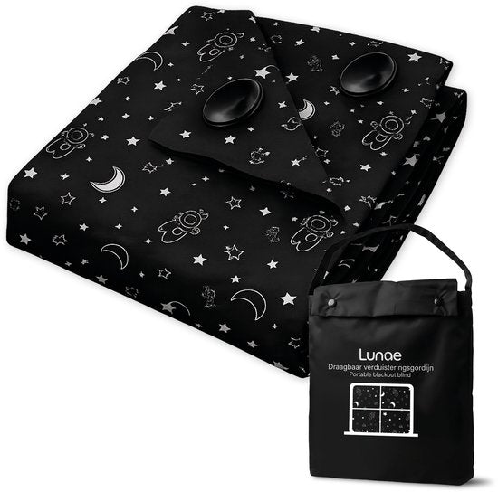 Rideau occultant portable Lunae avec ventouses - 200 x 130 cm - Tissu occultant noir - Rideau occultant à 100 % - Alternative au film occultant pour fenêtres - Rideaux occultants