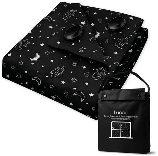 Rideau occultant portable Lunae avec ventouses - 200 x 130 cm - Tissu occultant noir - Rideau occultant à 100 % - Alternative au film occultant pour fenêtres - Rideaux occultants
