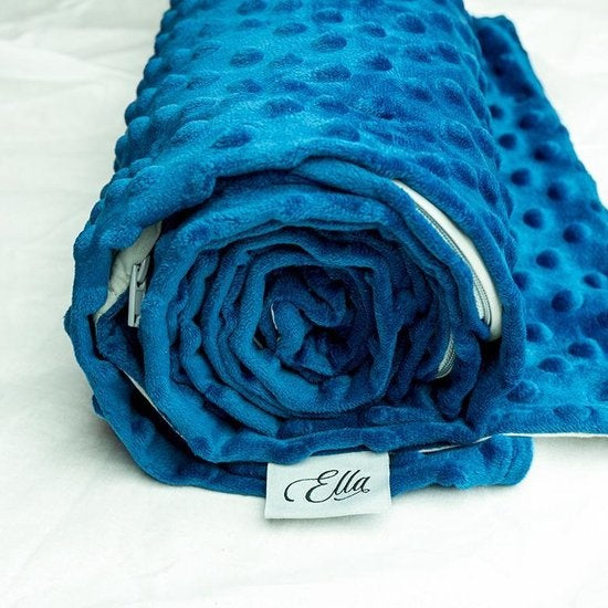 Housse pour la couverture d'aggravation d'Ella | Pour la variante de 2,4kg 90x120cm | Coton bio et tissu minky | Bleu et gris