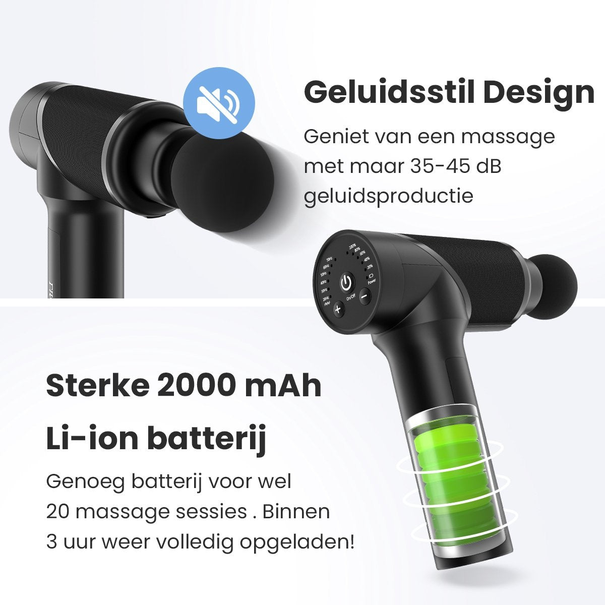 Masseur - Lifeproducts - Pistolet de massage - Noir