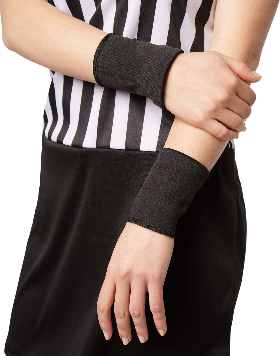 Dressforfun - Costume d'arbitre pour femmes - Costume avec robe extensible, bandeaux noirs et chaussettes à lacets pour les genoux - Taille M