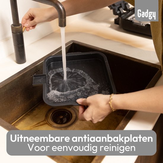 Grill de table Gadgy pivotant à 180° – 3-en-1 – Grill de table et appareil à panini – 1 400 W – Avec plaque antiadhésive amovible et structure rabattable – Régulateur de température – Cuisson allégée en matières grasses – Cooltouch