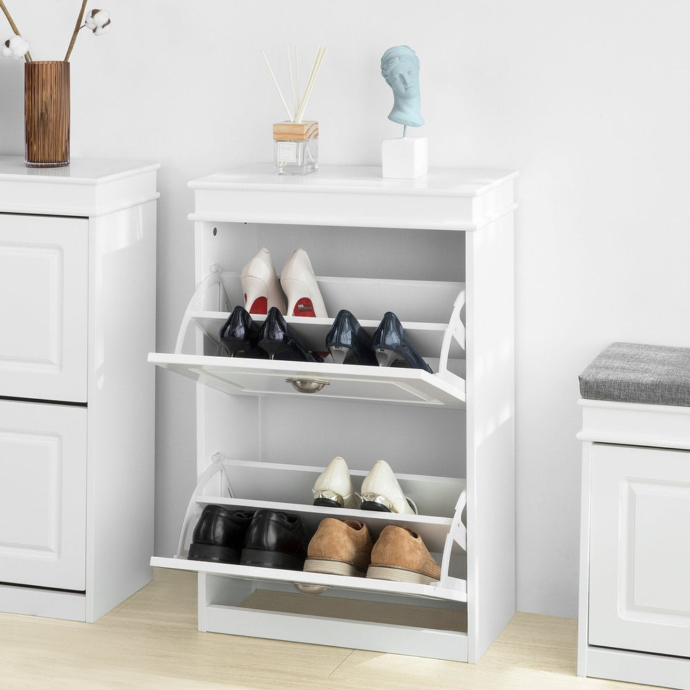 SoBuy FSR78-W Armoire à chaussures avec 2 volets Rack à chaussures Basculeur de chaussures Schuhkipper