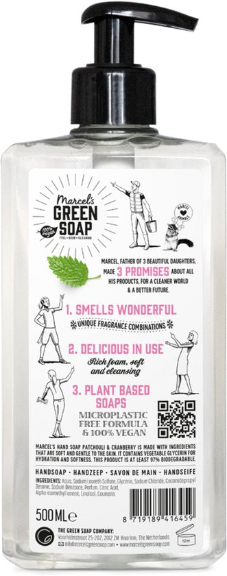 Savon pour les mains Marcel's Green Soap - Patchouli & Canneberge - 500 ml