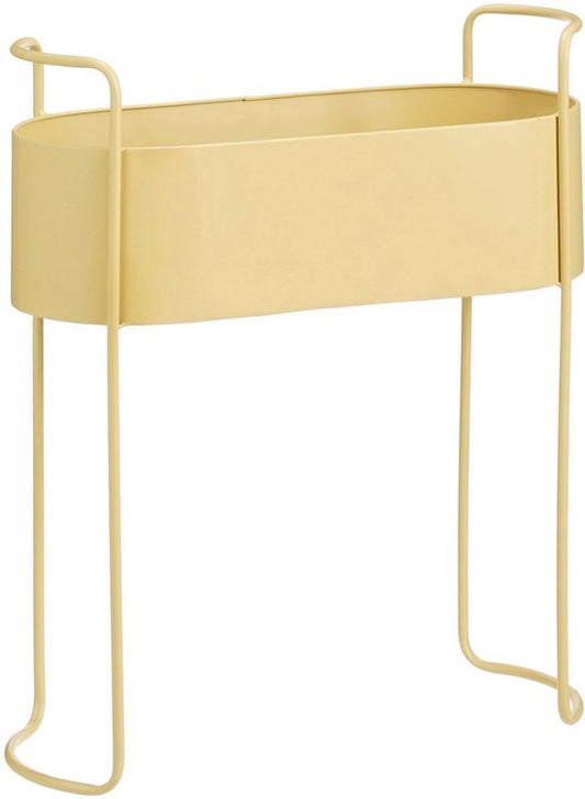 Mica Decorations Moritz : pot de fleurs sur pied - Pot de fleurs L55 x l24 x H65 cm - Pied en fer - Pot de fleurs d'intérieur ou d'extérieur - Beige