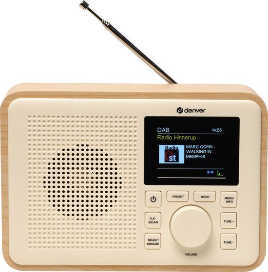 Denver DAB Radio - BIO PLASTIC - Radio rétro - DAB+ / FM Radio - Bluetooth - 40 présélections - DAB60LW
