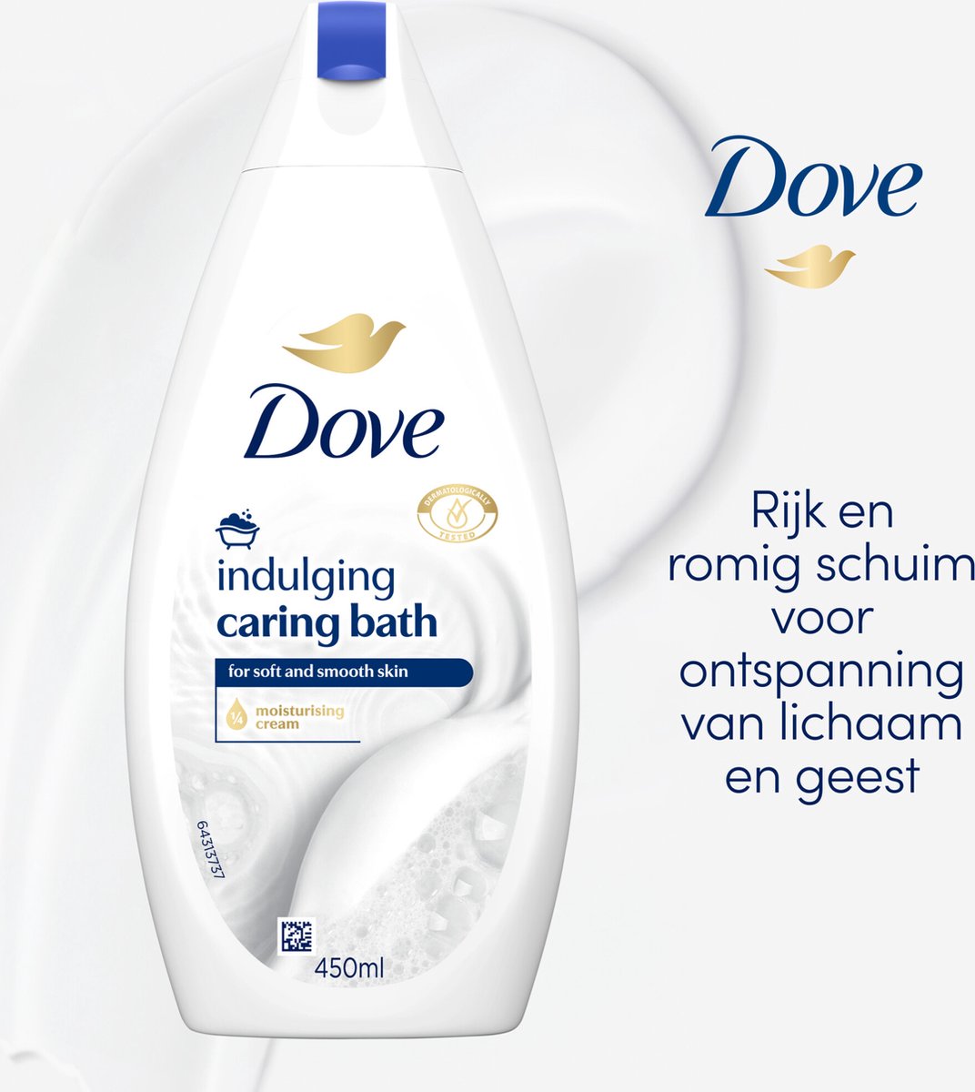 Crème de bain Dove Caring Bath Indulging Cream - Mousse de bain hydratante - 6 x 450 ml - Lot économique