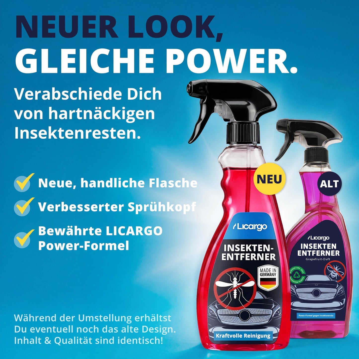 Licargo - produit anti-insectes - nettoyage et entretien automobile - 750 ml - pour vitres et peinture - pour voiture et caravane
