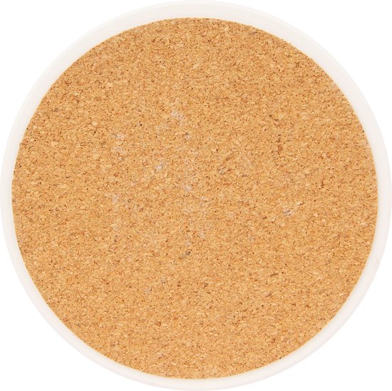 Castagnola Sous-verres en céramique avec support - Sous-verres pour verres - Sous-verres design - Sous-verres - Sous-verres à boire - Céramique - Liège - Lot de 6 - Rose/Blanc