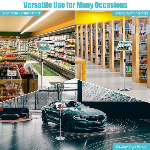 Coast Pedestal - Réglable - Cadre à cliquer - Acier inoxydable - 24 x 32,7cm - Silver