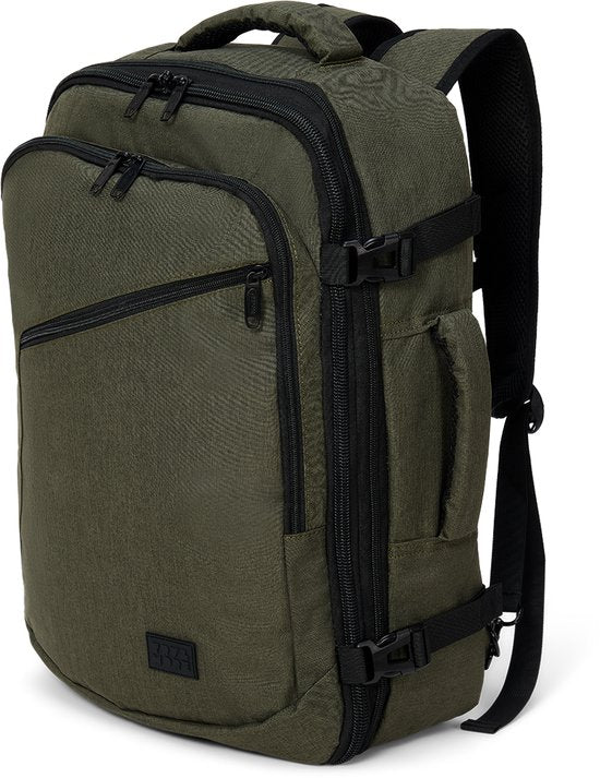 TRVLMORE Sac de voyage - Sac à dos 40L - Bagage à main - Anti-éclaboussures - Sac à dos - Sac de week-end - Mesdames et Messieurs - Vert