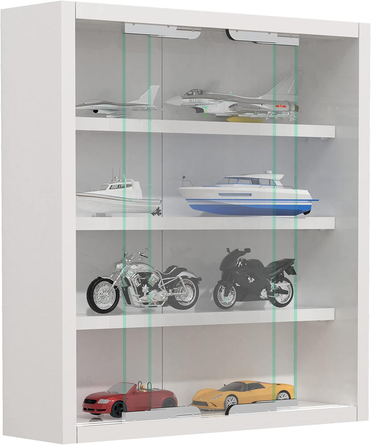VCM Agisa S Vitrine suspendue - Vitrine murale en verre trempé, 3 étagères réglables, moderne et peu encombrante - Blanc - 40x37x10 cm
