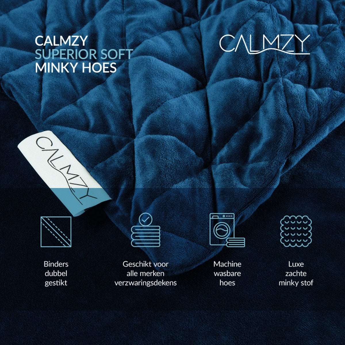 Calmzy Superior Soft - Duvet cover - Verzwaringsdeken hoes - 150 x 200 cm - Superzacht - Comfortabel - Navy