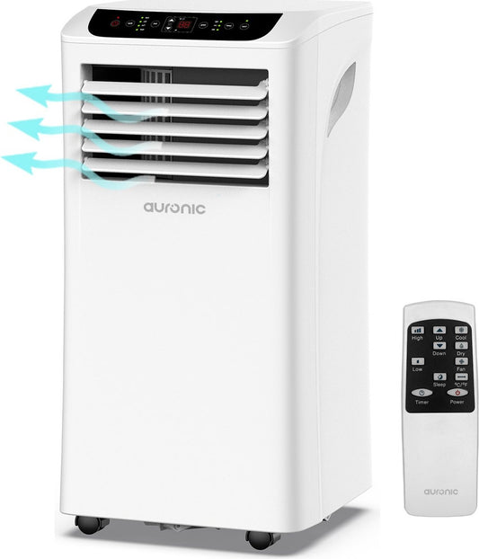 Climatiseur mobile - Auronic  - 4 modes - Avec télécommande et kit de calfeutrage de fenêtre - Convient pour une superficie de 15-35 m2 - 10 000 BTU - Blanc