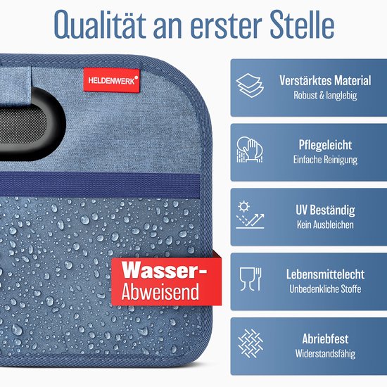HELDENWERK Sac à bottes pliable avec velcro antidérapant - organisateur de bottes, boîte pliante pour voiture, sac à provisions - renforcé et stable