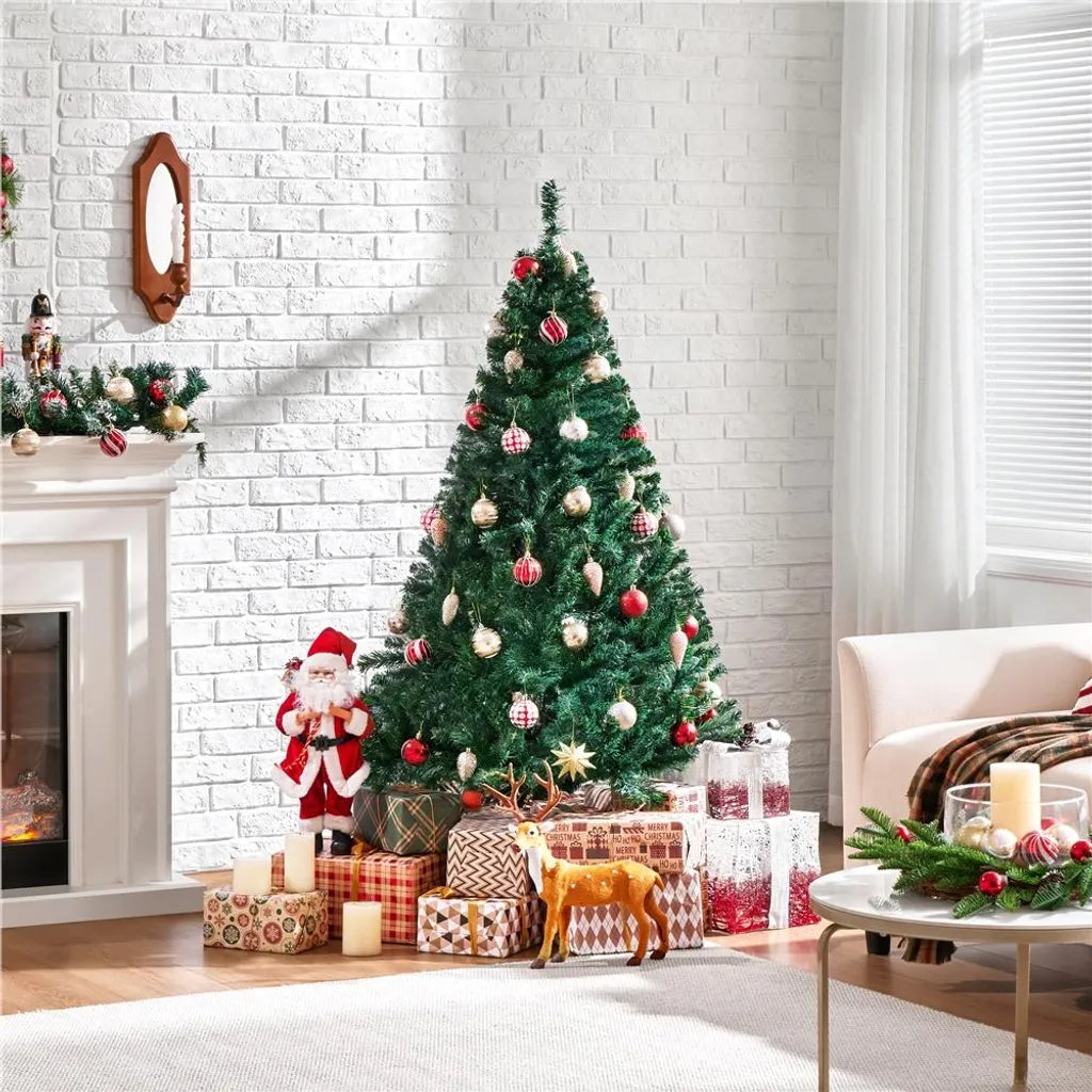 Yaheetech Arbre de Noël Artificiel - 154 cm Vert - 398 Branches - Réaliste - Support pliant - Compact - Vert