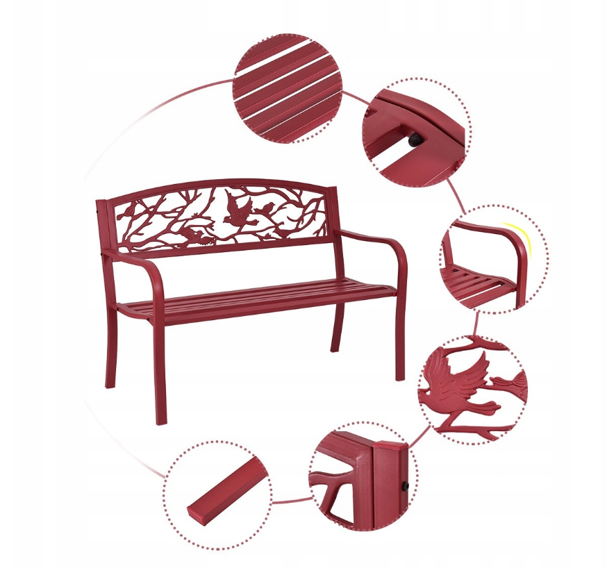 Coast Garden Bench - Banc de parc en métal avec dossier - 123 x 59 cm - Décoratif