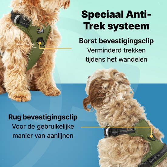 Harnais pour chien, Jake et Jacky, Harnais anti-traction, Réfléchissant, Taille M, Vert