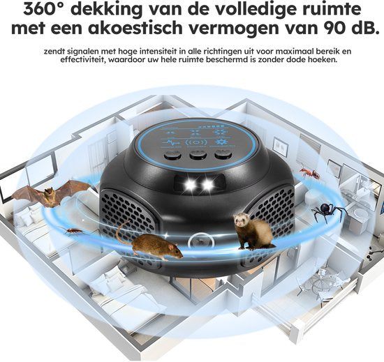 Détecteur de souris - avec flashs et sons - Détecteur à ultrasons - pour l'intérieur - alimenté par piles - noir - de Saaf