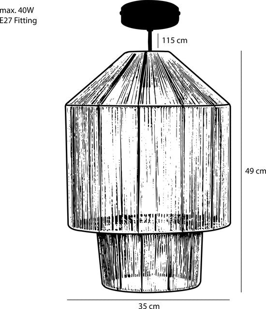 Mica Decorations Elsa Lampe suspendue - H49 x Ø35 cm - Jute - Marron clair