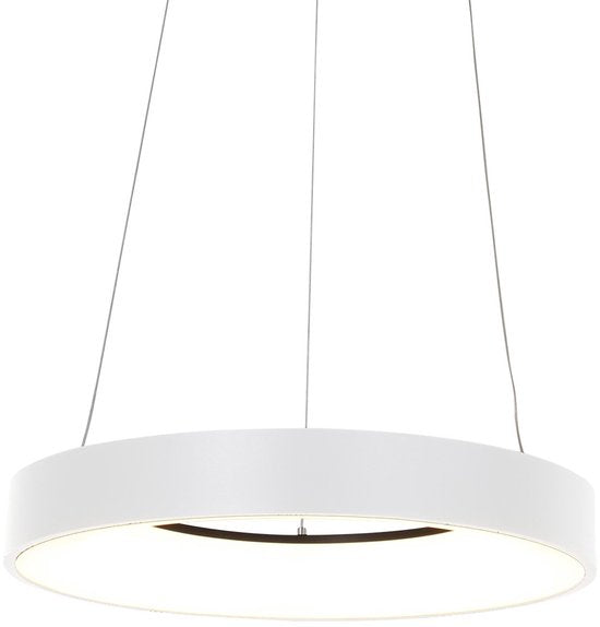 Suspension Ringlede 2695W blanche, ronde, 48 cm, hauteur réglable électriquement, en plastique et métal, Steinhauer Modern