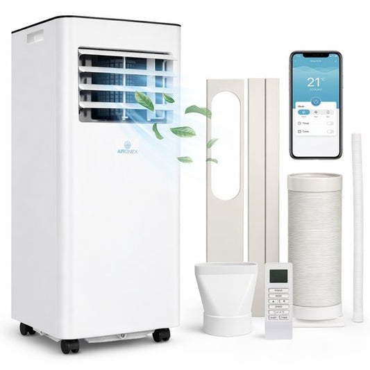 Climatiseur mobile Aironex 7000 BTU – Application et télécommande – Silencieux et compact – Climatiseur mobile avec joint de fenêtre – Climatiseur mobile pour chambre, salon, bureau
