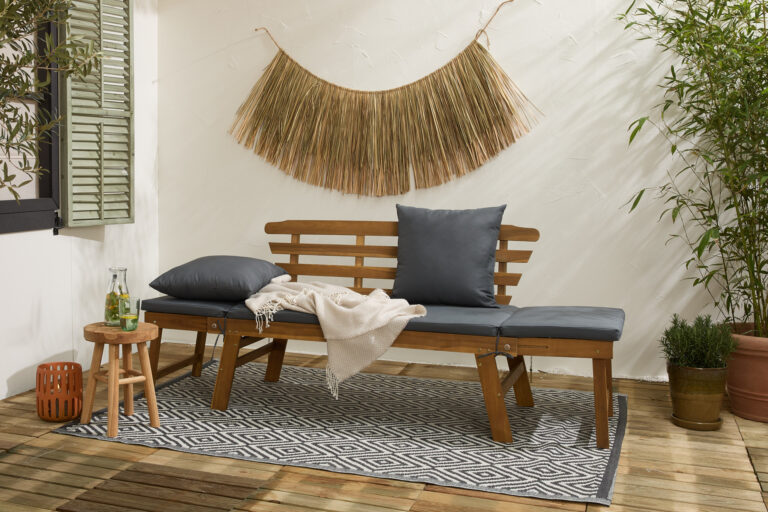 Lifa Garden Banc de jardin avec fonction allongée - Coussins inclus - 2 personnes - Max. 220 kg - 130 x 68 x 78 cm - Anthracite