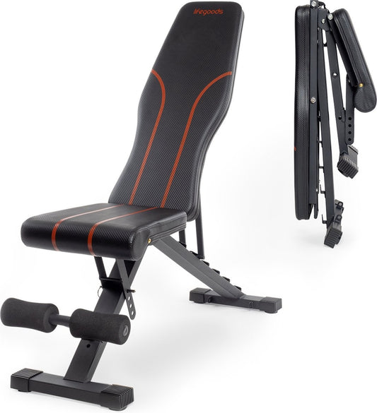 LifeGoods Fitness Halter Bench - Banc de fitness - réglable - pliable - noir/rouge