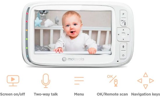 Babyphone Motorola Nursery avec caméra - Baby Monitor VM75 - Caméra pour bébé avec écran couleur, communication bidirectionnelle, berceuses et vision nocturne infrarouge - Portée de 300 m
