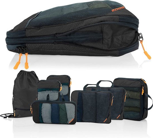 Cubes d'emballage avec compression pour la valise et le sac à dos, sac d'emballage inclus, Midnight Escape - Noir