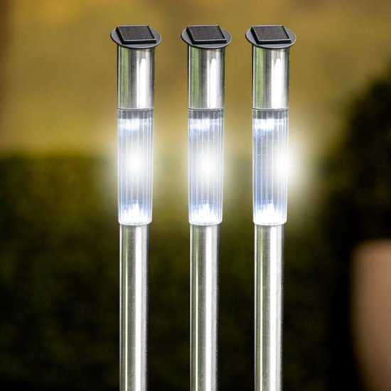 Grundig Solar Garden Lights - Lanterne de jardin à énergie solaire avec boîtier en acier inoxydable - Lampes de jardin solaires IP44 résistantes aux éclaboussures pour l'extérieur