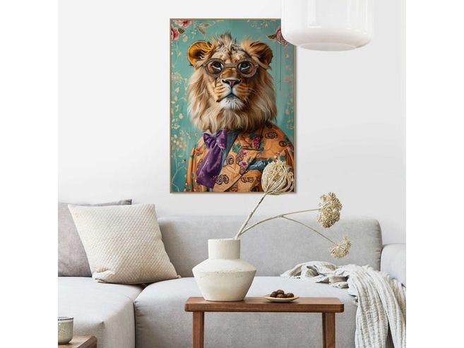 Orange Wallz Dandy Lion Portrait - Tableau sur toile - 50 x 40 cm - Multicolore