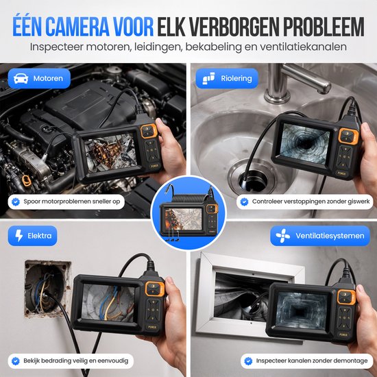 Endoscope Strex avec écran 15M - Caméra d'inspection - Caméra d'égout avec image HD - Étanche IP67 - Éclairage LED réglable