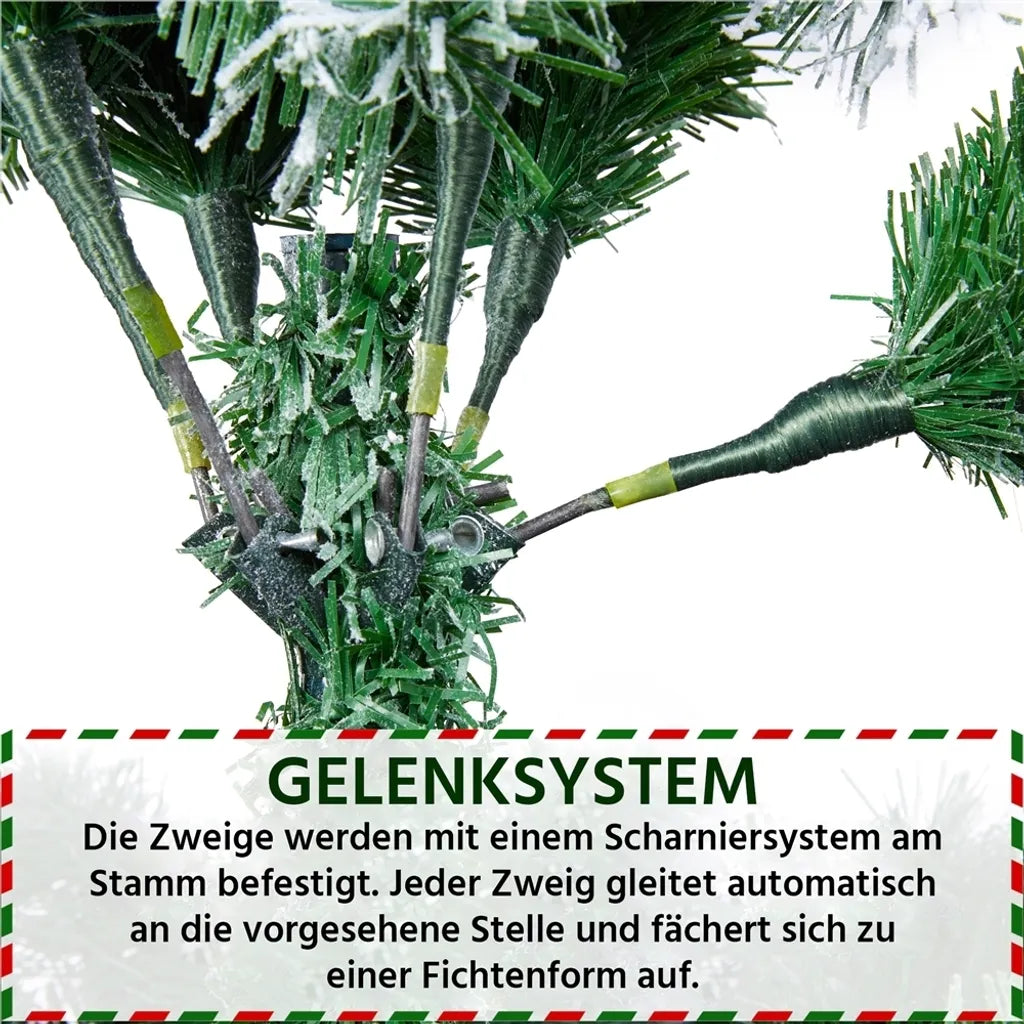 Sapin de Noël artificiel Yaheetech 228 cm – Vert/Blanc – Ø 140 x 228 cm – Sapin de Noël enneigé avec pied métallique