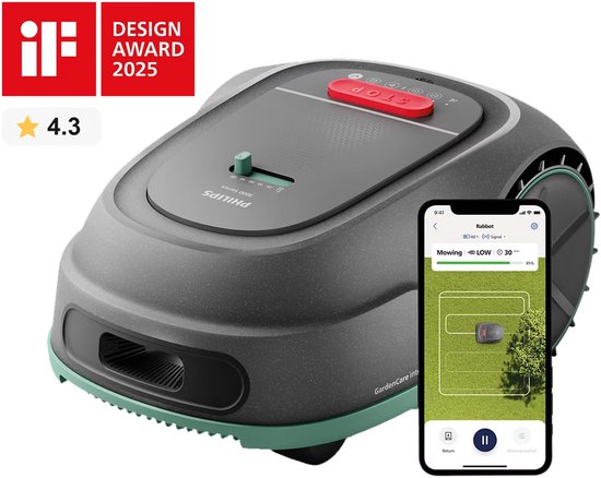 Tondeuse robotisée Philips série 3000 - tonte transversale, cartographie GPS, tonte intelligente, capteur de pluie - Gris (RSL3000/10)
