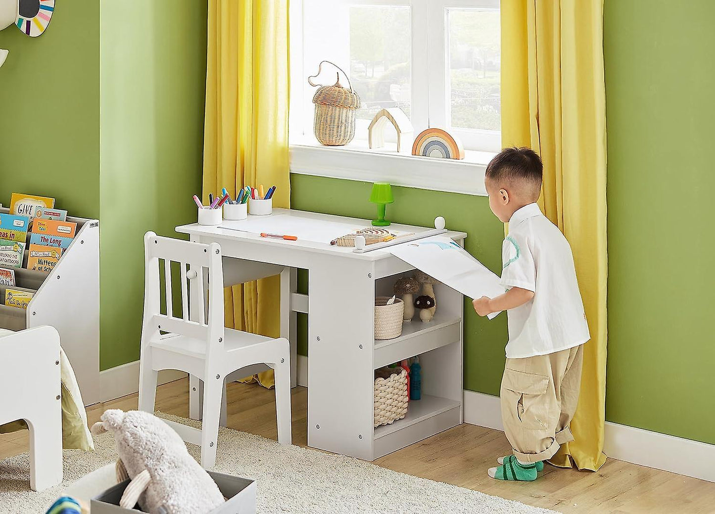 SoBuy - Ensemble bureau et chaise pour enfant - blanc - 80x54 x65.5 cm