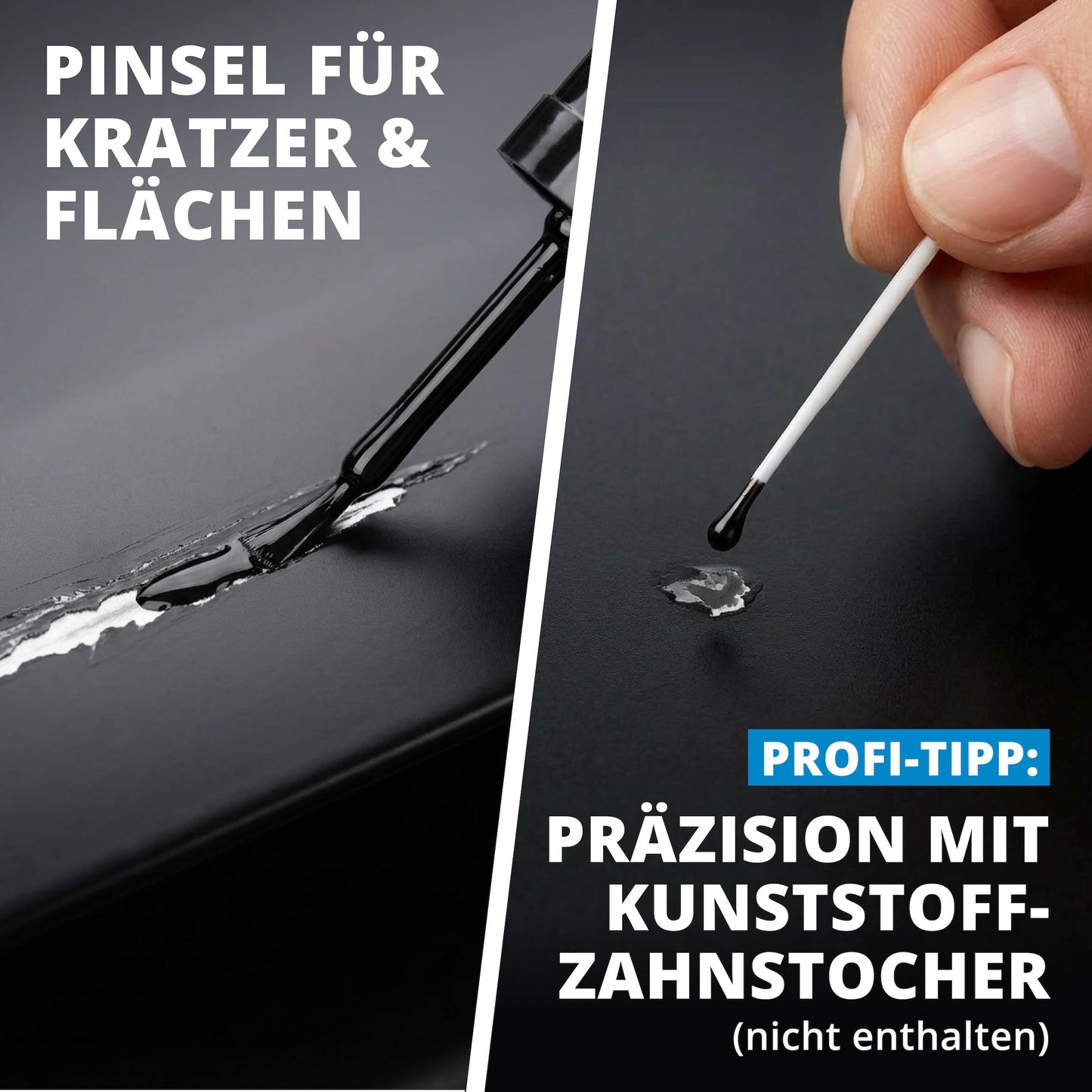 Stylo de retouche Licargo noir mat - stylo de retouche pour peinture automobile - pinceau de précision - couvrance élevée et séchage rapide - fabriqué en Allemagne