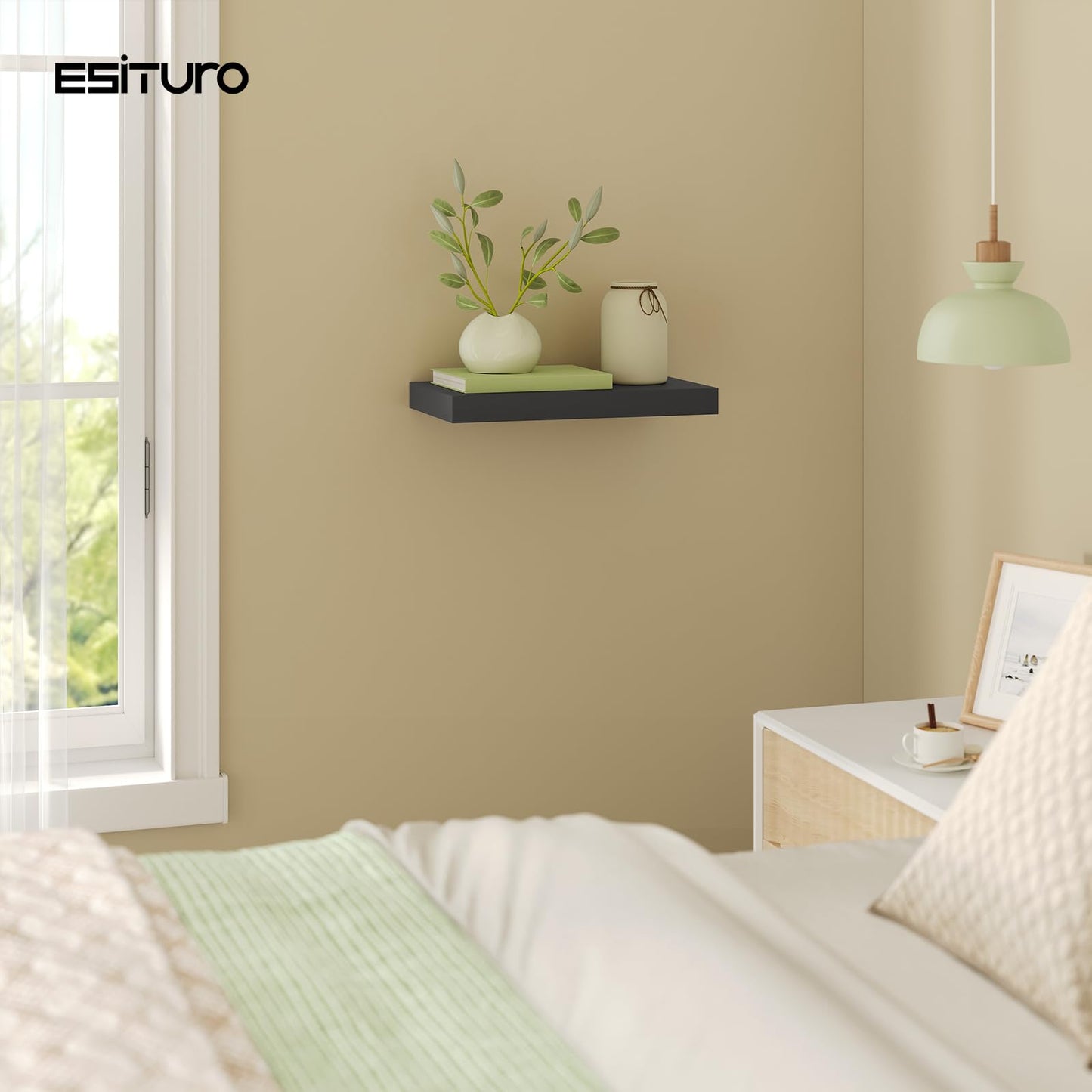 eSituro SWS0260 étagère murale flottante - étagère murale - MDF noir mat - 40 x 23 x 3,8 cm - capacité de charge 10 kg