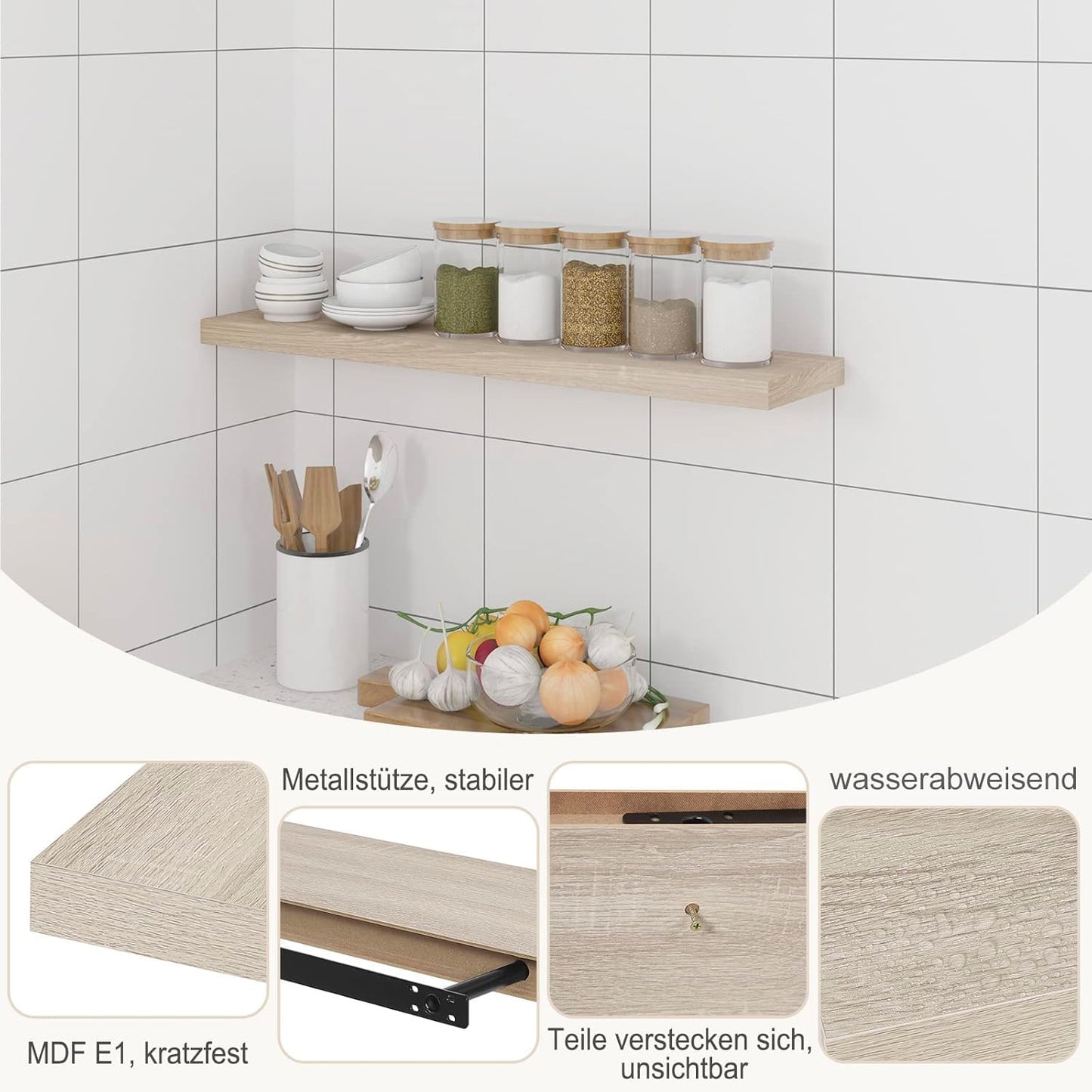 EUGAD 0046QJ Etagère murale flottante - 80 cm - Chêne Sonoma - MDF - max 10 kg